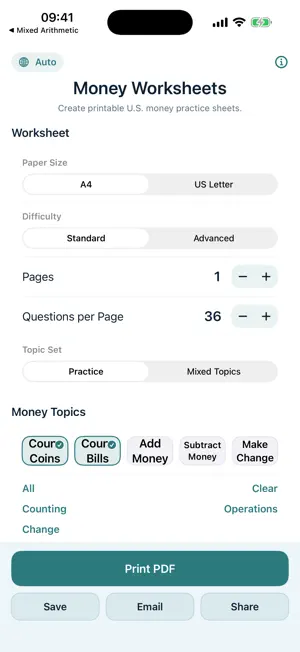 Money Worksheets screenshot 1