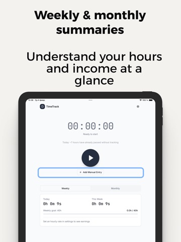 Work Hours Tracker - Stundo iPad screenshot