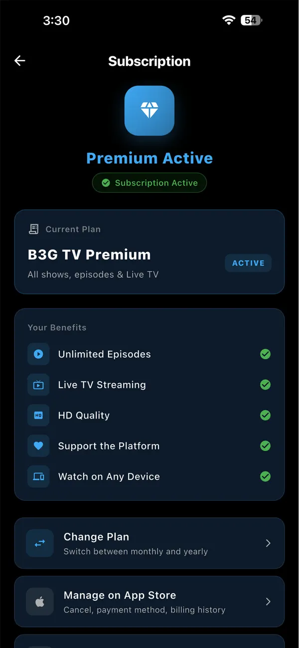Screenshot #1 pour B3G TV App
