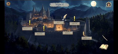 The Apocalypse Sacrifice - Explorez un monde riche et détaillé avec des lieux stratégiques comme les salles du château et les cellules de prison, révélant les zones interactives et une interface claire.