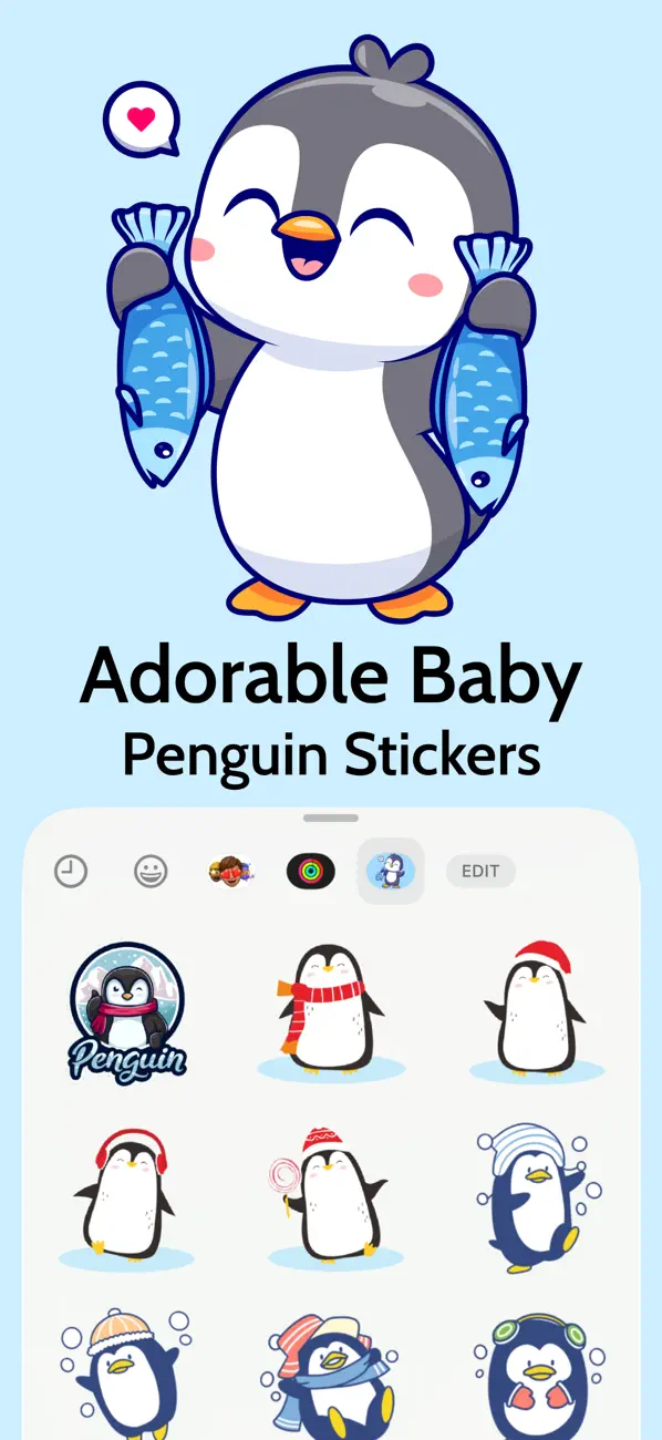 Screenshot #1 pour Adorable Baby Penguin Stickers