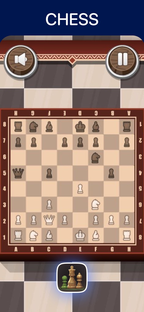 2 Player Games Offline - 1234 - El sofisticado tablero de ajedrez (X) y las piezas bellamente renderizadas (Y) invitan a los jugadores a una profunda experiencia estratégica.