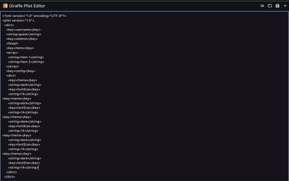 #4. Giraffe Plist Editor (macOS) 게시자: Giorgio Maria Giannotta