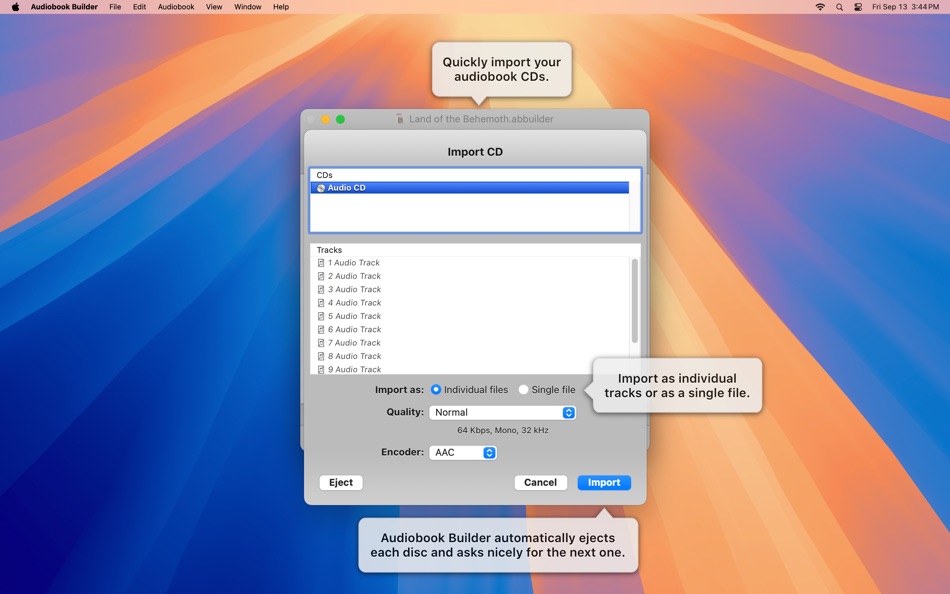 #3. Audiobook Builder 2 (macOS) Ved: Splasm Software, Inc.