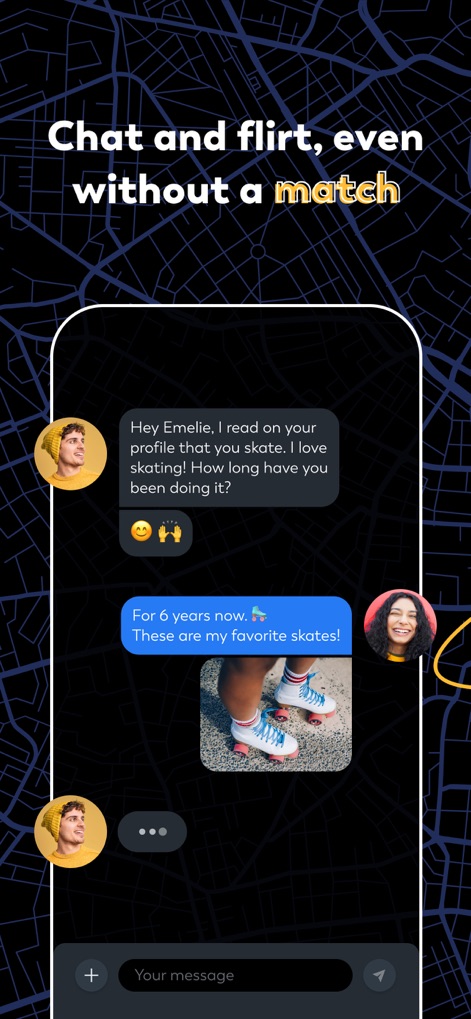 LOVOO - Dating App & Chat App - La herramienta permite la interacción mediante mensajes de texto y la compartición de imágenes, demostrando una comunicación fluida incluso antes de un "match" formal.