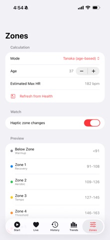 ZoneView: Heart Rate Zones iPhone screenshot