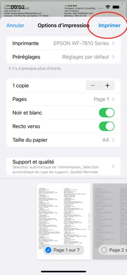 Capture d'écran de Imprimer Contact sur iPhone 5