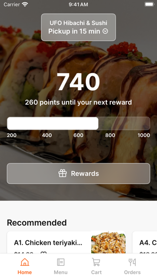 UFO Hibachi & Sushi app screenshot