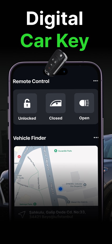 myCar: Key Connect & Dashboard - スマートフォンを車のデジタルキーに変え、遠隔操作を可能にします。ユーザーは、車両のロック解除ボタンを使用したり、車両ファインダーマップで車の位置を特定したりできます。