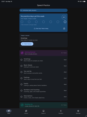 Sesla: Speech Practice iPad screenshot