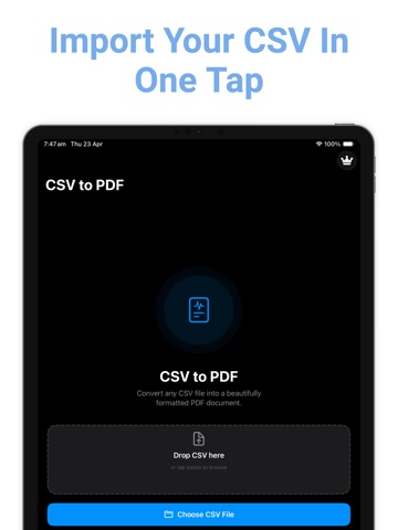CSV to PDF Converter Pro iPad screenshot