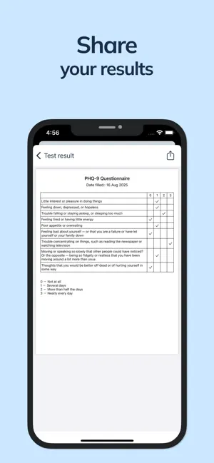 PHQ-9 self assessment screenshot 4