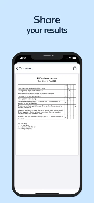 PHQ-9 self assessment screenshot 4