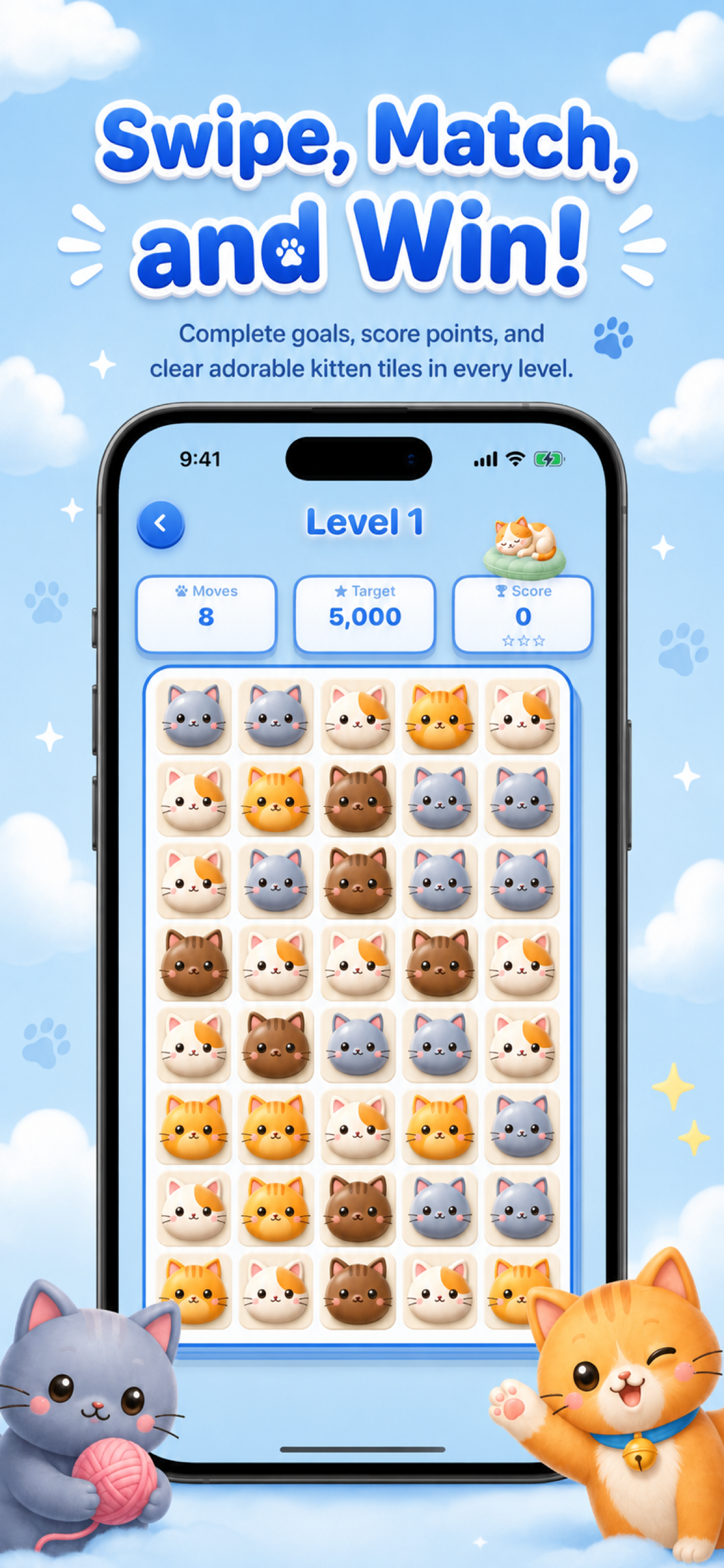 Cat Games Kitten Match Puzzle screenshot 2