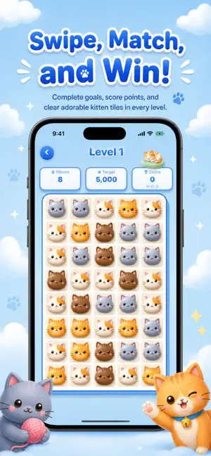 Cat Games Kitten Match Puzzle screenshot 2