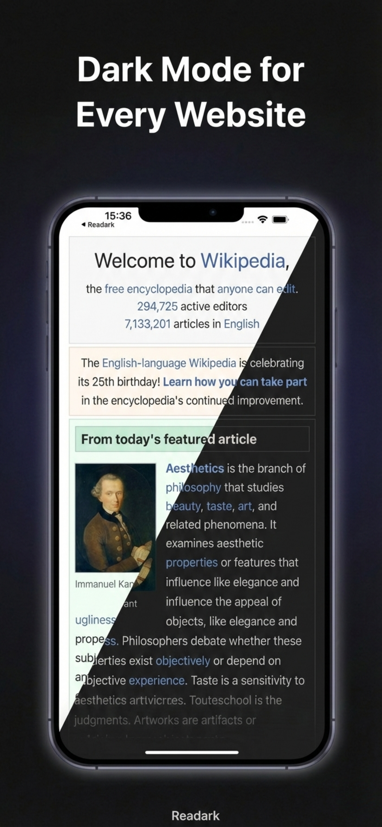Readark: Dark Mode for Safari