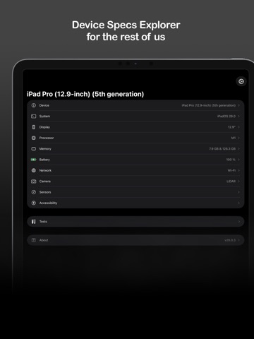 Device Specs iPad screenshot
