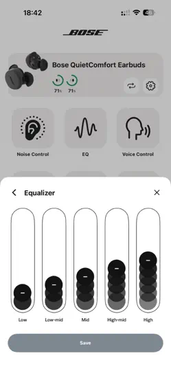 Screenshot von Bose QC Earbuds auf dem iPhone 4
