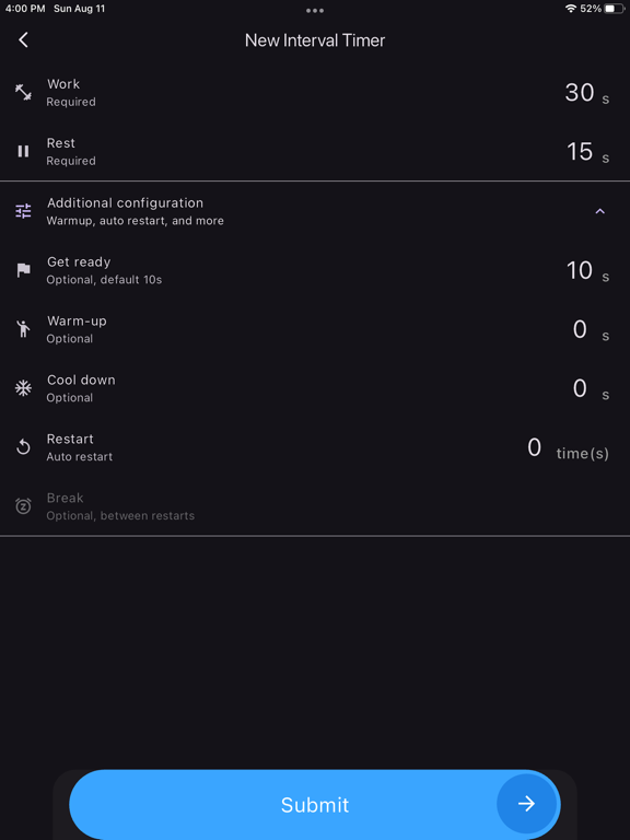 OpenHIIT iPad screenshot 7 - Health & Fitness app