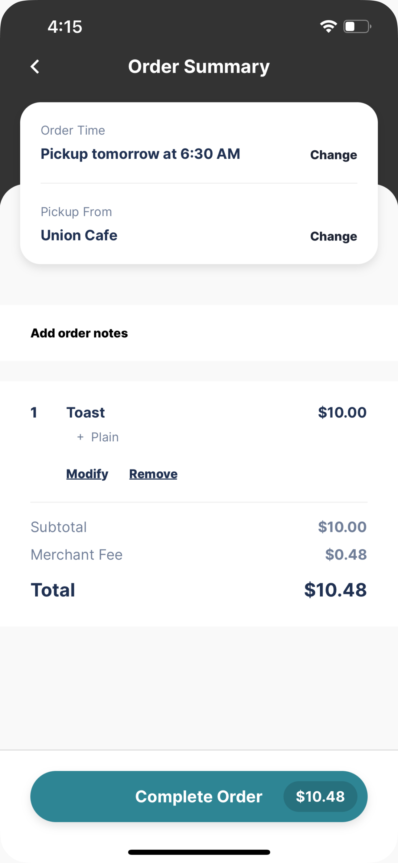 Union Cafe screenshot 3