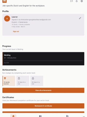 Workword iPad screenshot