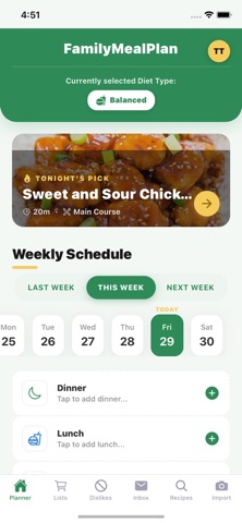 Family Meal Plan App screenshot