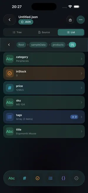 Smart JSON & XML Editor iPhone screenshot 5