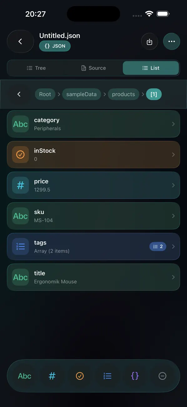 #5. Smart JSON & XML Editor (iOS) De: Ahmet Yilmaz