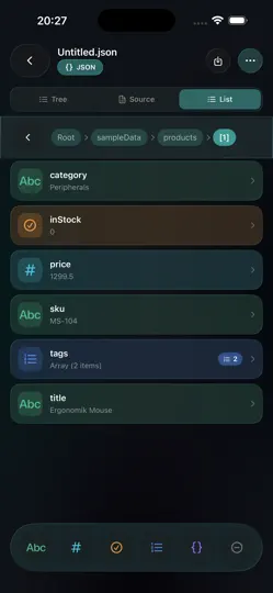 Smart JSON & XML Editor iPhone Ekran Görüntüsü 5