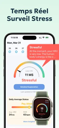 Capture d'écran de StressLess: AI Stress Tracker sur iPhone 2