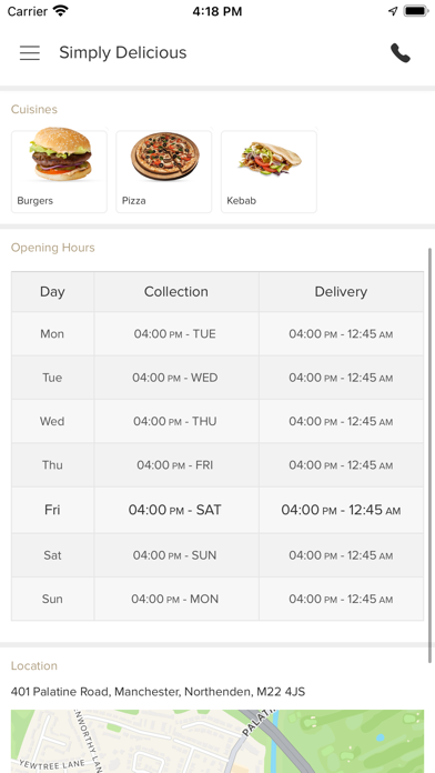 Simply Delicious-Northenden. Screenshot