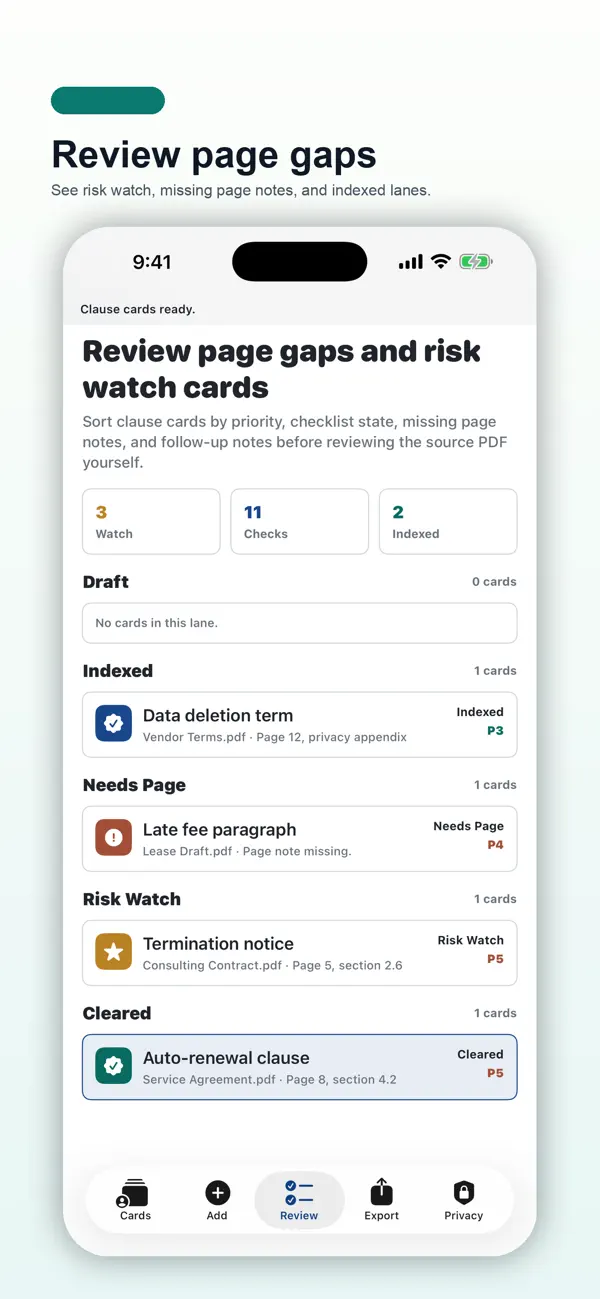 Screenshot #3 pour PDF Clause Index Cards