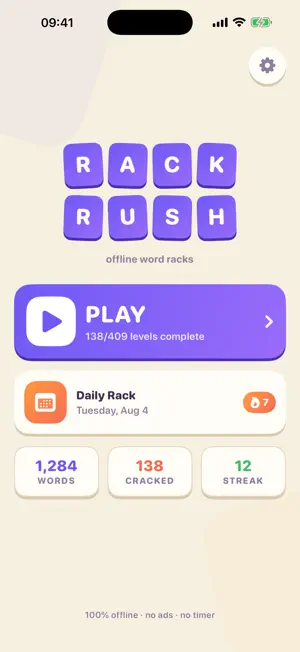 Rack Rush: Offline Words Game screenshot 1