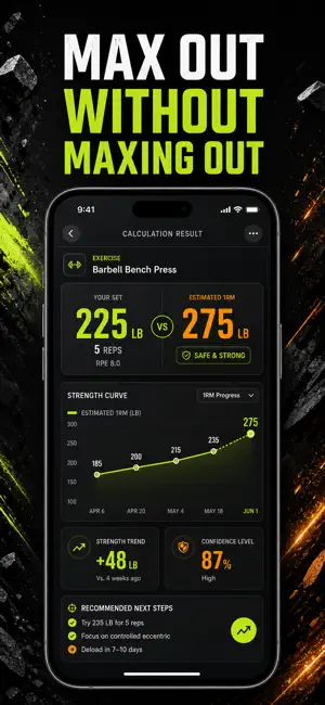 1RM Calculator & Strength Log screenshot 2