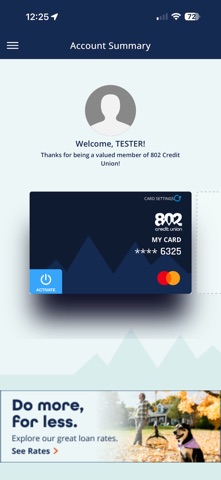 802 CU Card App iPhone screenshot