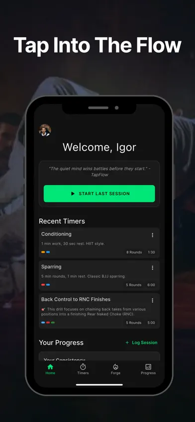 TapFlow: BJJ Timer & Drills screenshot 1