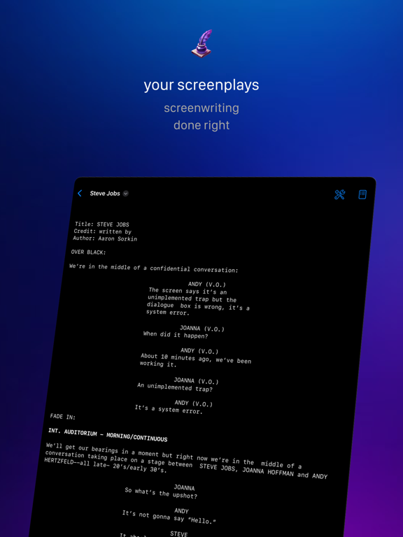 Fountain · easy screenwriting iPad screenshot 1 - Productivity app