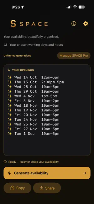 SPACE: Availability Planner screenshot 3