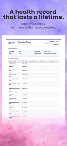 TinyDose: Baby Vaccine Tracker Screenshot 7 of 9