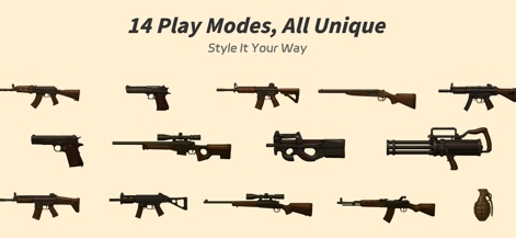 BangBang:Watch & Phone Gun Sim - This tool presents an impressive arsenal of 14 unique weapon types, from pistols and rifles to a powerful minigun and grenade, each with its own distinctive model.