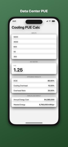 CoolingPUE Calc のスクリーンショット