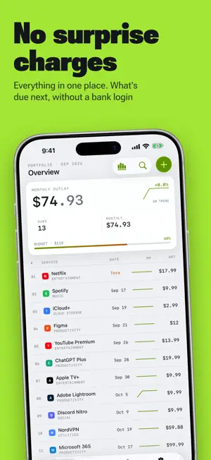 MySub - subscription tracker screenshot 1