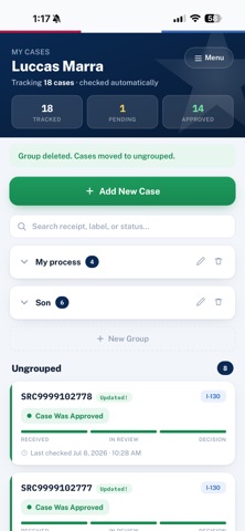 USCIS Status Tracker screenshot