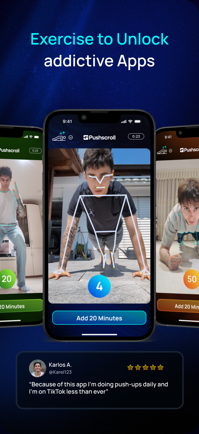 Pushscroll Screen-Time Gym