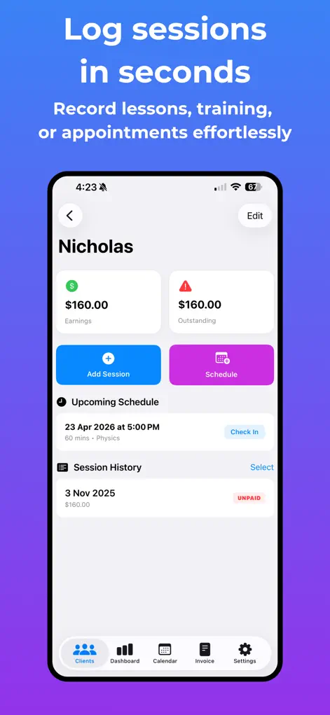 SessionFlow: Tutor Tracker - Business App | MWM
