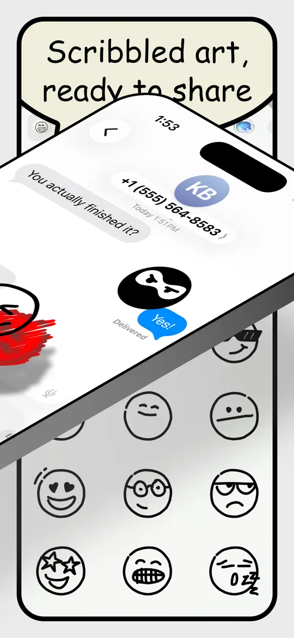 Screenshot #3 pour Émojis Visages Dessinés