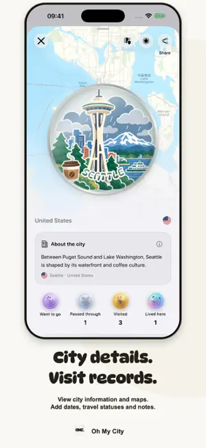 Oh My City: Travel Map, Badges screenshot 2
