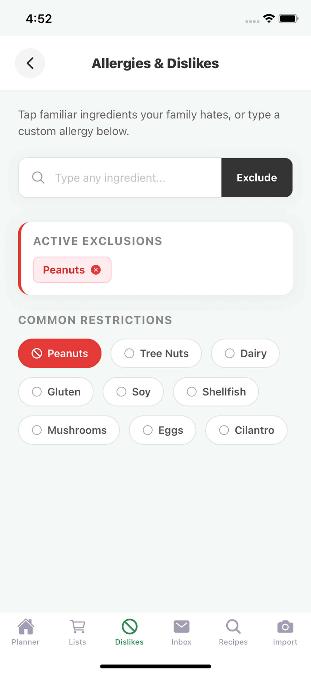 Family Meal Plan App