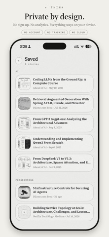 think - E-ink RSS Feed Reader iPhone screenshot 6