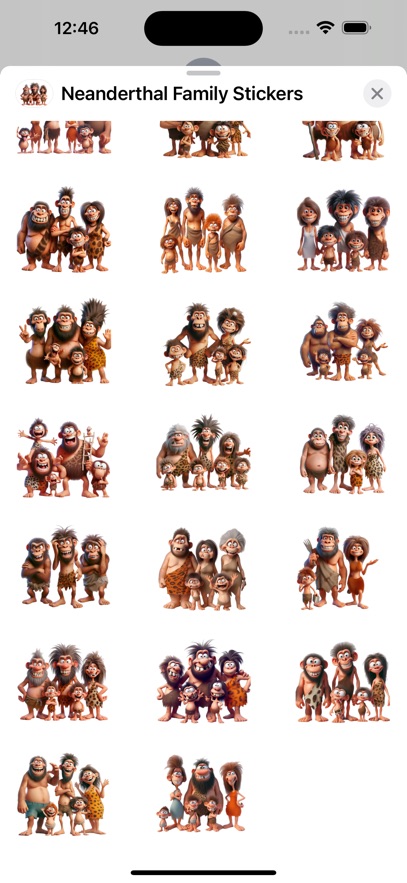 Neanderthal Family Stickers
